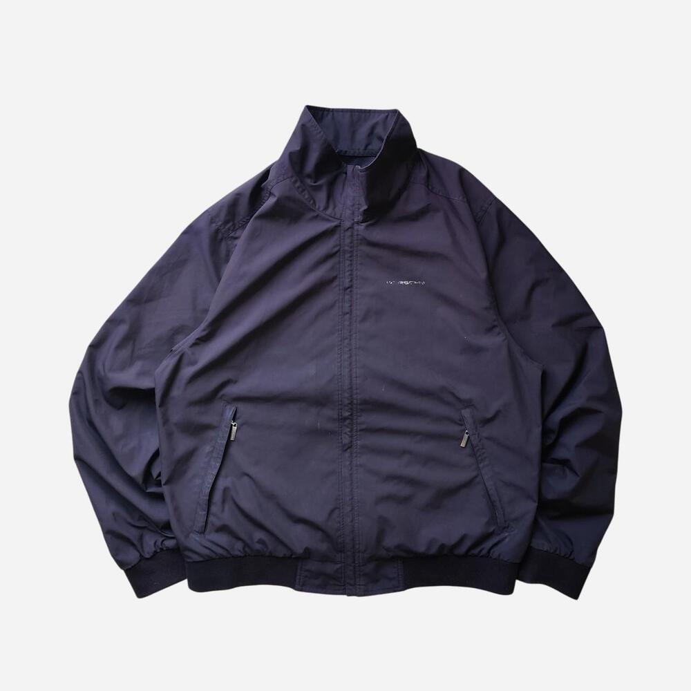 black/grey Porsche windbreaker with zipper pockets